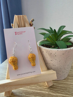 Final clearance – Fried Chicken resin dangle earrings, lightweight and affordable.