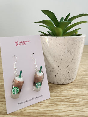 Final clearance – Iced coffee resin dangle earrings, lightweight and affordable.