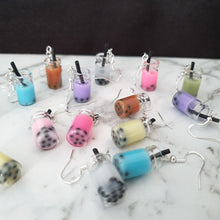 Load image into Gallery viewer, Final clearance – Mismatched Bubble Tea resin dangle earrings, lightweight and affordable.
