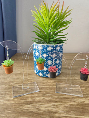Final clearance – Potted Succulent resin dangle earrings, lightweight and affordable.