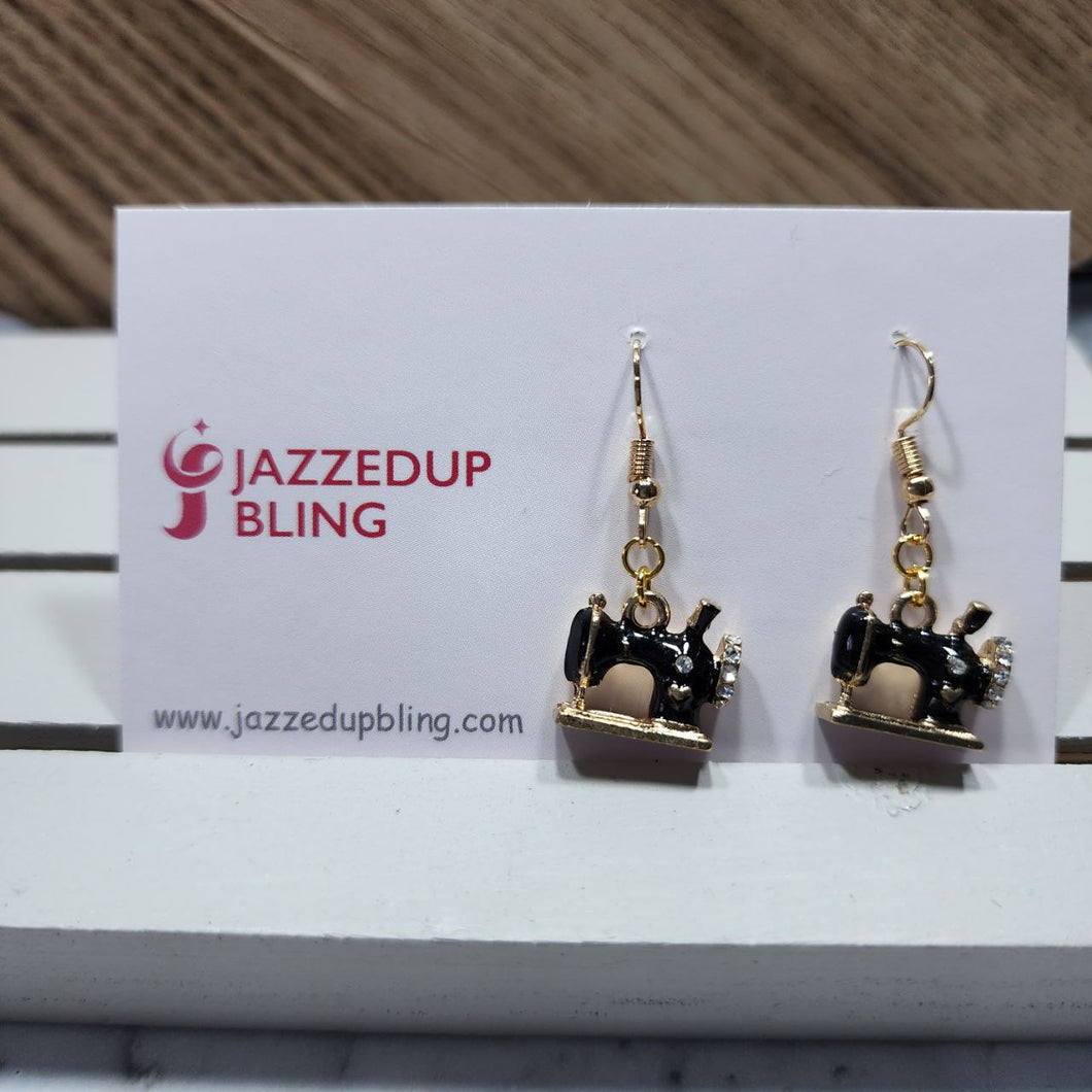 Final clearance – Sewing Machine resin dangle earrings, lightweight and affordable.