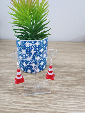 Final clearance – Traffic Safety Cone resin dangle earrings, lightweight and affordable.