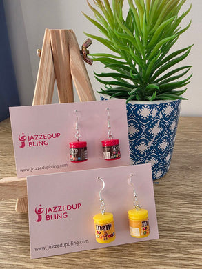 Final clearance – chocolare candy red, yellow, resin dangle earrings, lightweight and affordable.