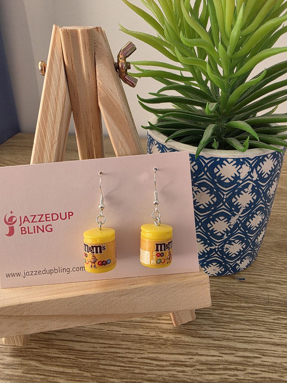Final clearance – chocolate candy yellow resin dangle earrings, lightweight and affordable.