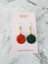Load image into Gallery viewer, Mismatched Christmas bauble earrings – festive holiday jewelry by Jazzed Up Bling
