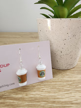 Load image into Gallery viewer, Final clearance – Coffee cup resin dangle earrings, lightweight and affordable.
