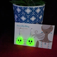 Load image into Gallery viewer, Handmade glow-in-the-dark ghost Halloween stud earrings – spooky polymer clay jewelry NZ.
