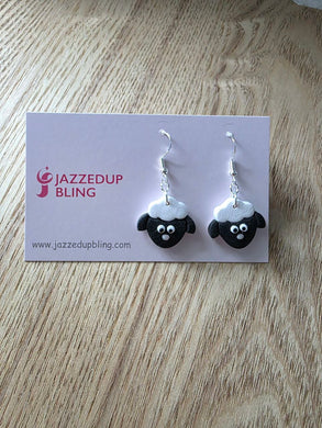Handmade Sheep Polymer Clay Earrings on JazzedUpBling Card