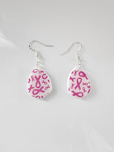 Load image into Gallery viewer, Pink ribbon teardrop earrings – breast cancer support jewelry NZ

