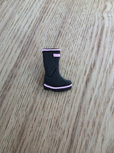 Load image into Gallery viewer, Handcrafted pink band gumboot brooch – handmade New Zealand jewelry by Jazzed Up Bling
