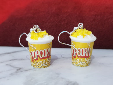 Final clearance – Movie Popcorn resin dangle earrings, lightweight and affordable.
