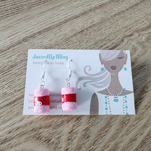 Load image into Gallery viewer, Final clearance – Pink Yarn resin dangle earrings, lightweight and affordable.
