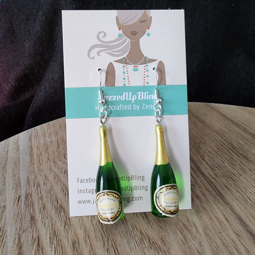 Final clearance – Prosecco resin dangle earrings, lightweight and affordable.