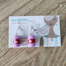 Load image into Gallery viewer, Final clearance – Purple Yarn resin dangle earrings, lightweight and affordable.
