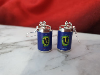 Final clearance – V Can resin dangle earrings, blue, lightweight and affordable.