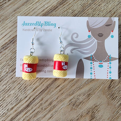 Final clearance – Yellow Yarn resin dangle earrings, lightweight and affordable.