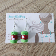 Load image into Gallery viewer, Final clearance – Green Yarn resin dangle earrings, lightweight and affordable.
